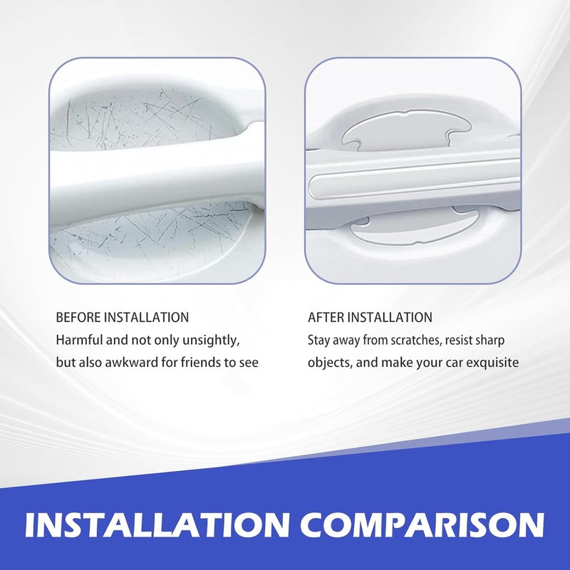 Zikefest 8PCS Car Door Handle Protector, Transparent Bumper Trim Guard Sticker, Waterproof Anti-Scratch Door Handle and Rear View Mirror Protection Film, Universal for Most Car - Image 5